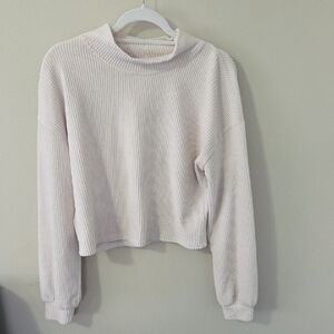 Altar'd State Cream Ribbed Mock Neck Pullover